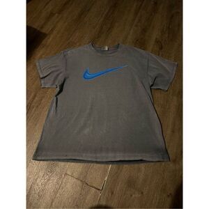 Vintage Y2K Nike Middle Center Swoosh Check Logo Shirt Gray Blue Mens Size Large